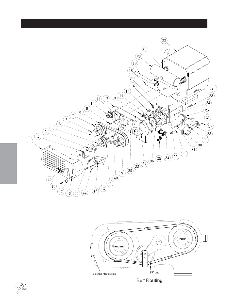 Pump and engine drawing, Parts | Smithco Super Star FX 43-250-A (sn Fx1001 – FX1020) Parts & Service Manual User Manual | Page 28 / 162