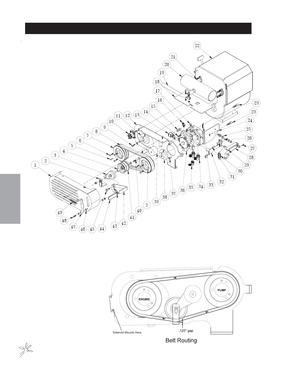 Pump and engine drawing | Smithco Super Star FX 43-250-A (sn Fx1001 – FX1020) Parts & Service Manual User Manual | Page 30 / 162