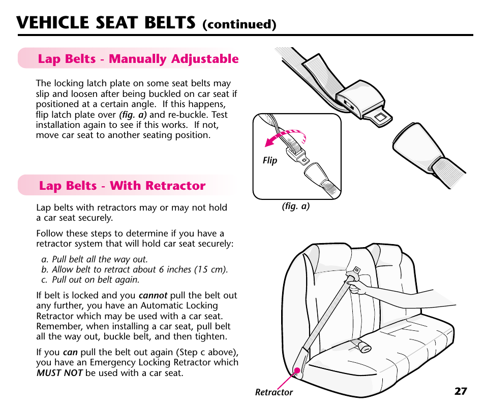 Vehicle seat belts | Century 44164 User Manual | Page 29 / 40