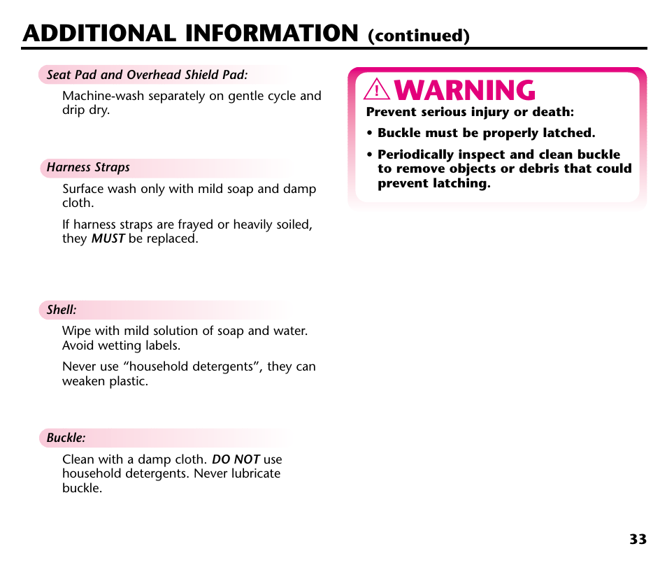 Warning, Additional information | Century 44164 User Manual | Page 35 / 40