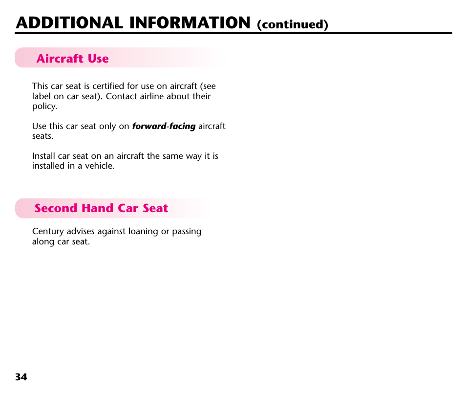 Additional information | Century 44164 User Manual | Page 36 / 40