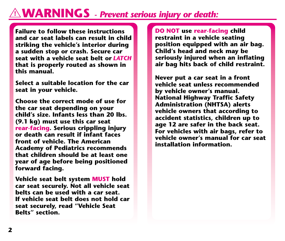 Warnings, Prevent serious injury or death | Century 44164 User Manual | Page 4 / 40