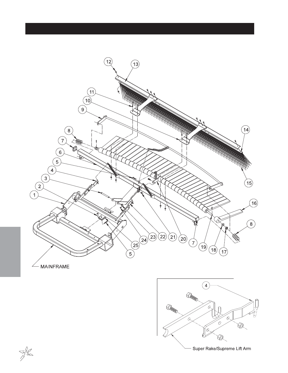 002 flex action field finisher, Brush drawing | Smithco Super Star 42-00x (sn 4602 – 4660/12588 – 12627) Parts & Service Manual User Manual | Page 108 / 128