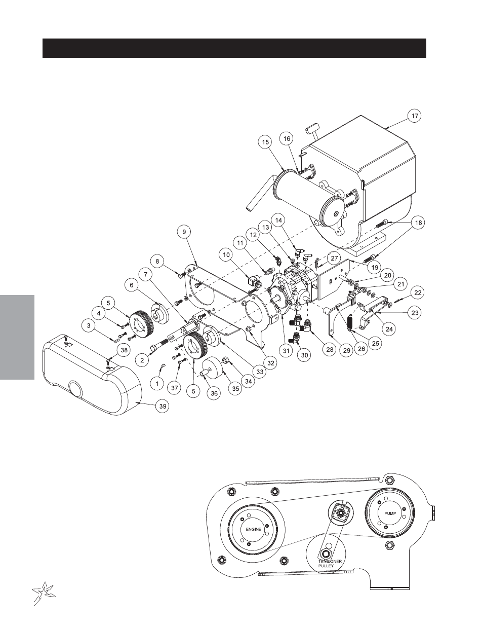 Pump and engine drawing | Smithco Super Star 42-00x (sn 4602 – 4660/12588 – 12627) Parts & Service Manual User Manual | Page 34 / 128