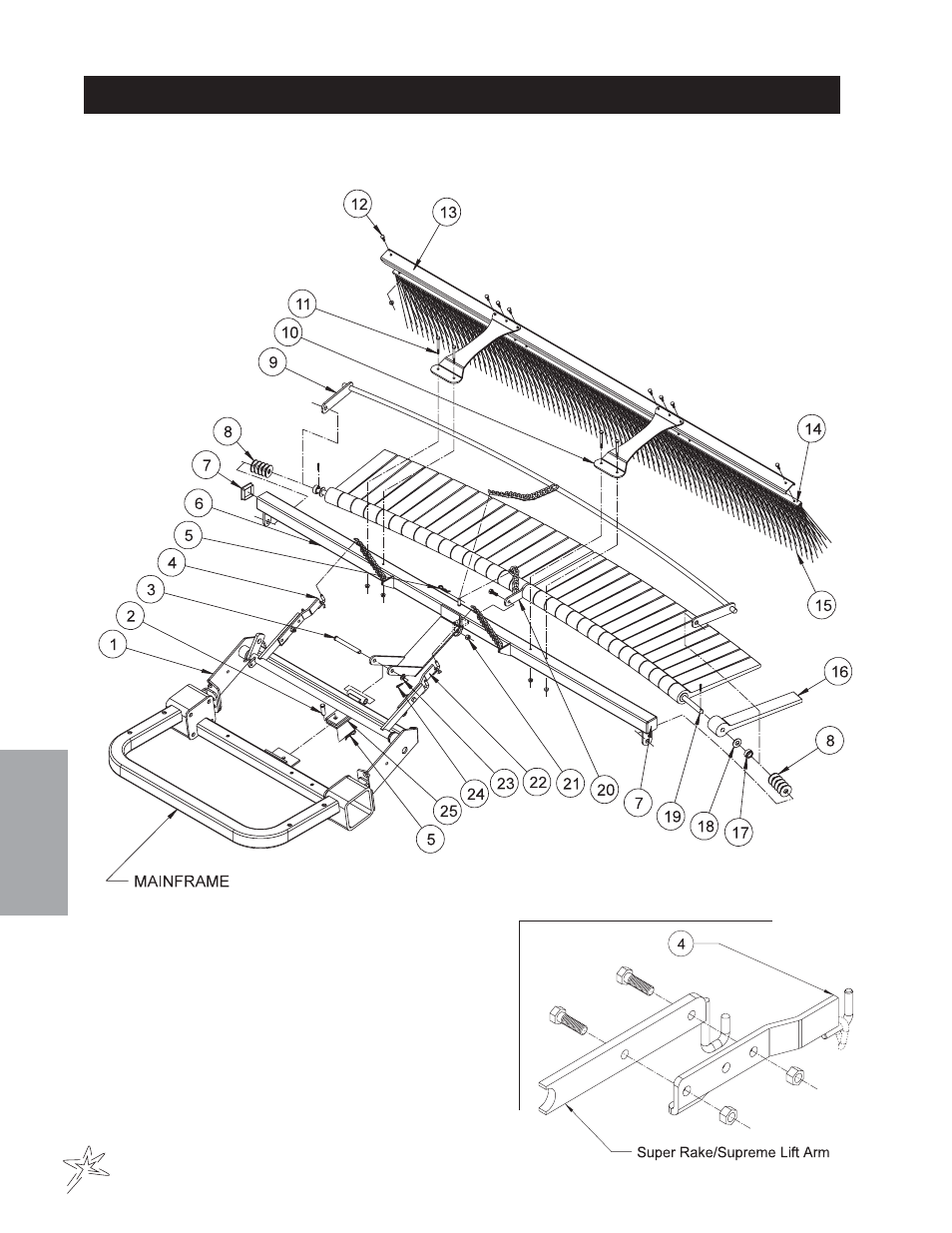 002 flex action field finisher, Brush drawing | Smithco Super Star 42-00x (sn 4841 – 4984/12712 – 12799) Parts & Service Manual User Manual | Page 120 / 136