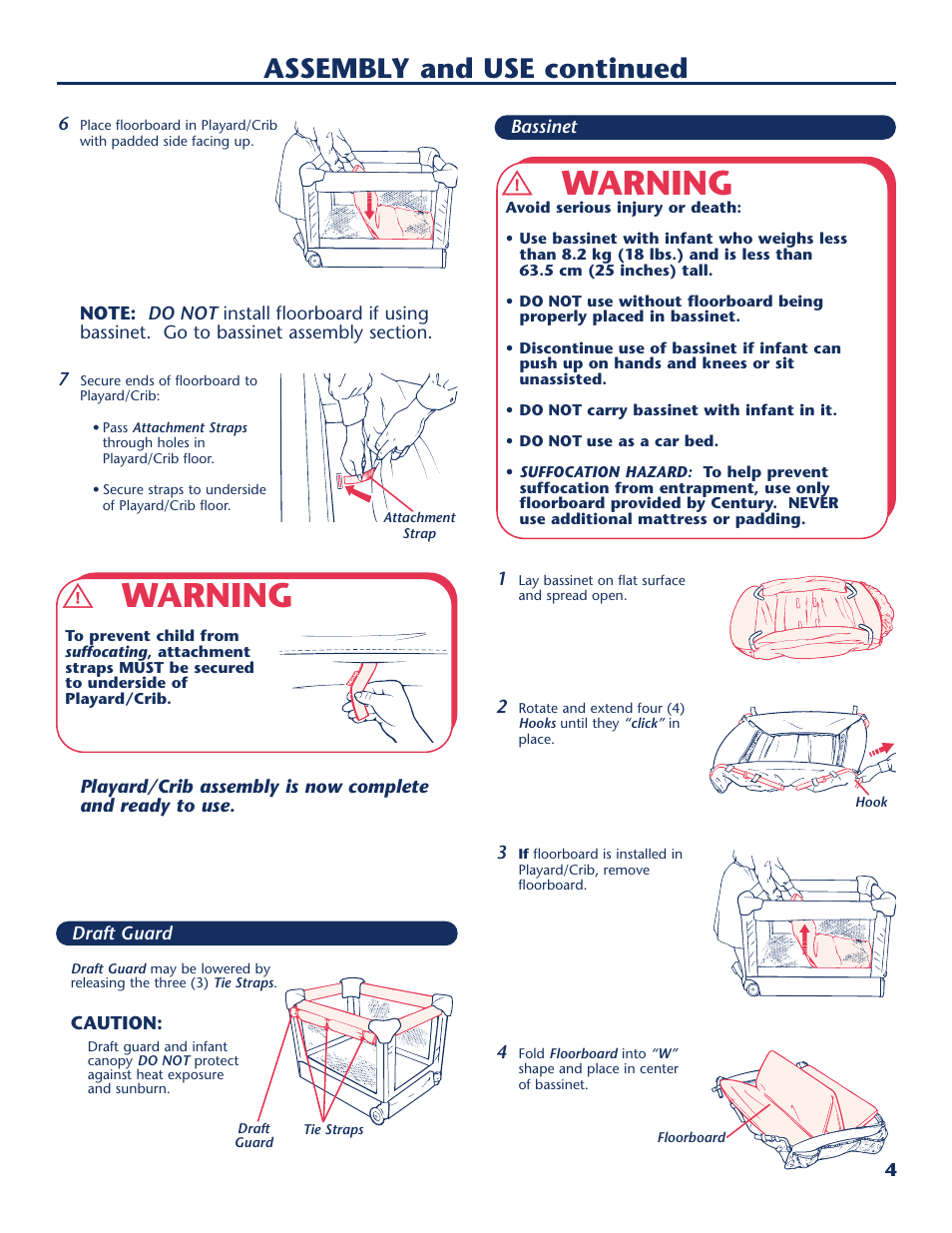 Warning, Assembly and use continued | Century PM-1873AA User Manual | Page 5 / 12
