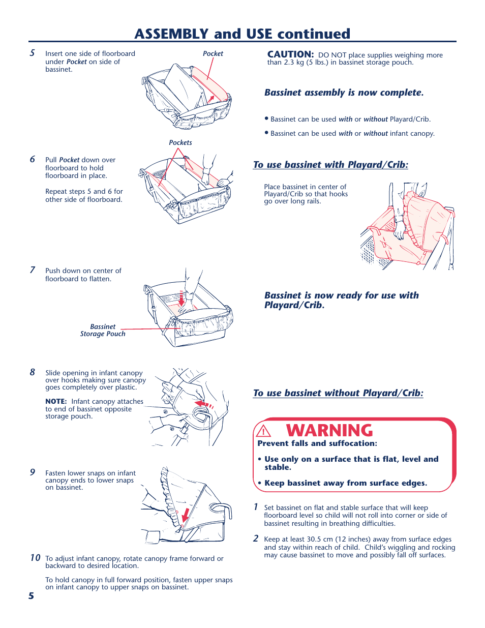 Warning, Assembly and use continued | Century PM-1873AA User Manual | Page 6 / 12