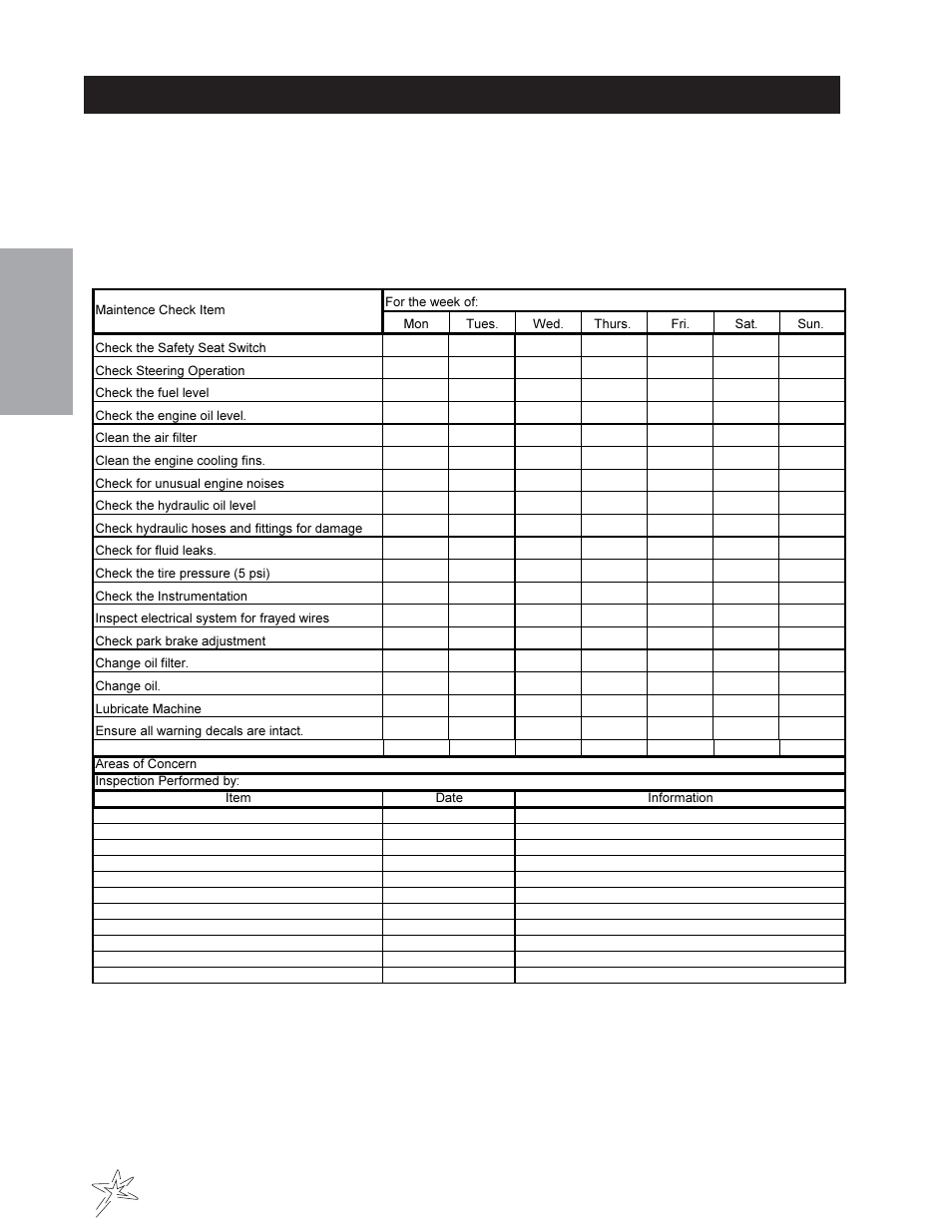 End user’s service chart, Service | Smithco Super Star 42-000-E (sn 6289 – 6378) Parts & Service Manual User Manual | Page 10 / 167
