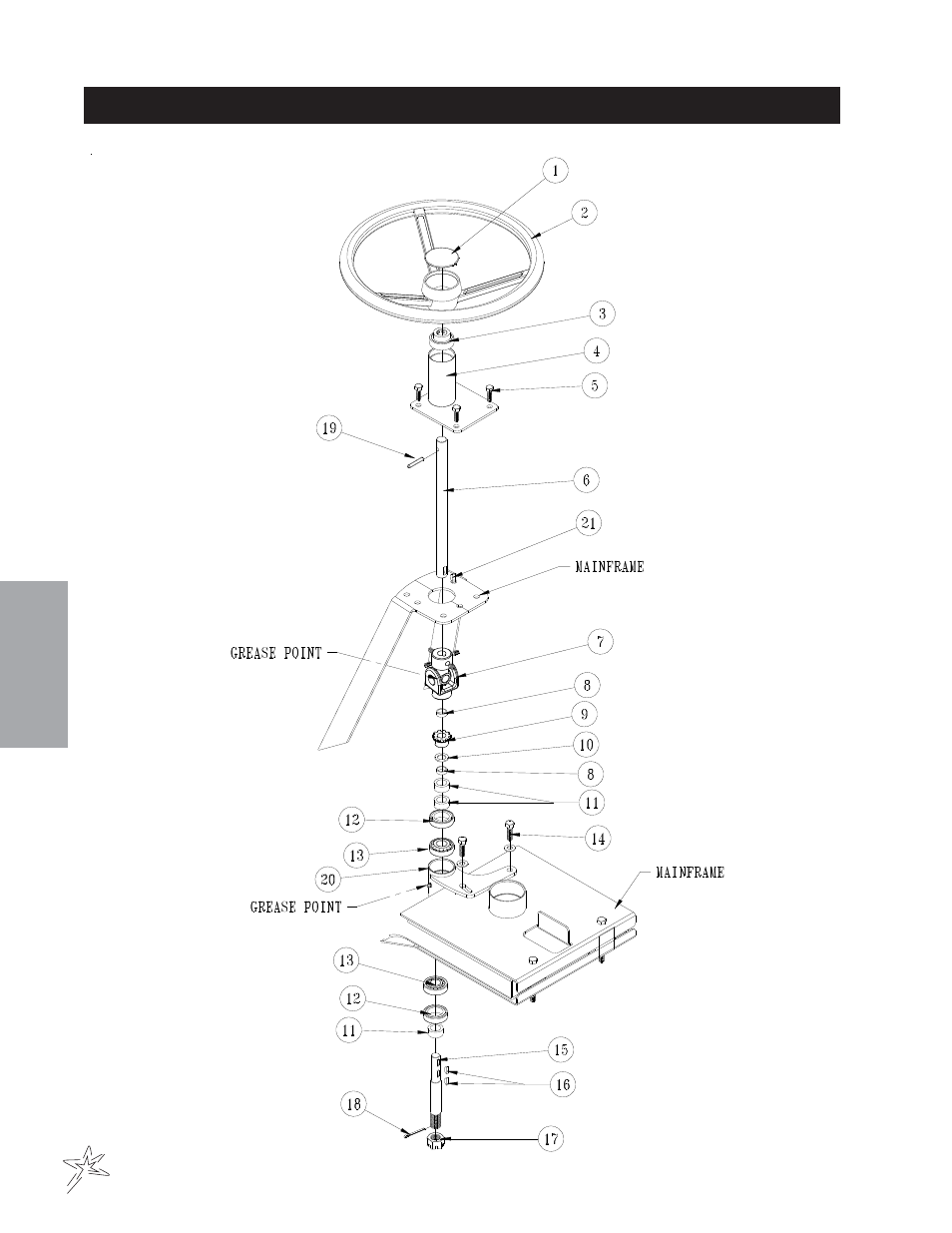 Steering drawing | Smithco Super Star 42-000-F (sn 6390 -Current) Parts & Service Manual User Manual | Page 22 / 166