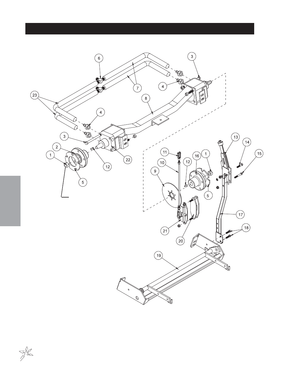 Rear axle drawing | Smithco Super Star X-Treme Gas 43-000-x (sn 43001 – 43056) Parts & Service Manual User Manual | Page 34 / 112