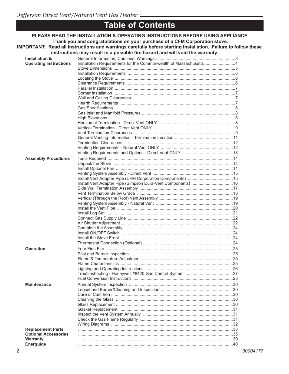 Century Jefferson User Manual | Page 2 / 40