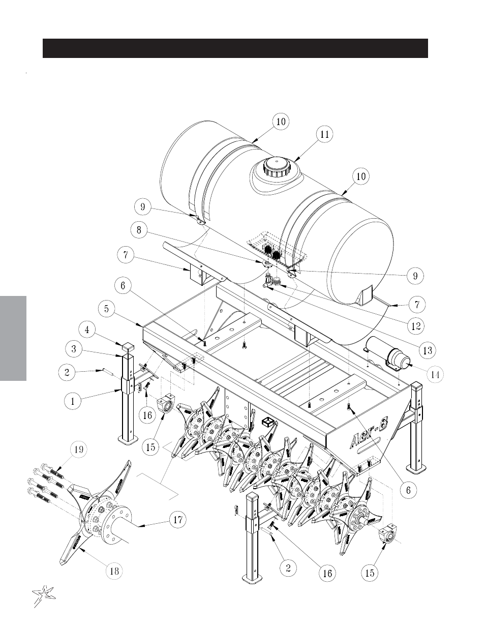 Aer-8 "turf quake" 5" spacing drawing | Smithco AER 8 Aerifier (sn 001-012) Operator Manual User Manual | Page 20 / 38