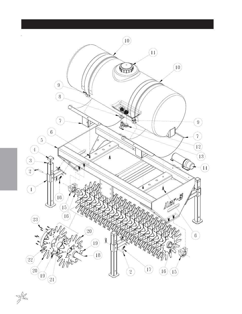 Aer-8 "aerfine" 3" spacing drawing | Smithco AER 8 Aerifier (sn 001-012) Operator Manual User Manual | Page 28 / 38