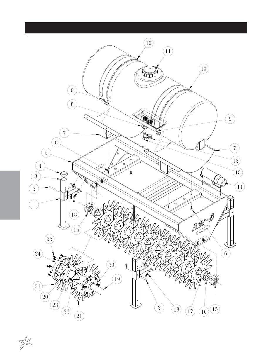 Aer-8 "aerfine" 5" spacing drawing | Smithco AER 8 Aerifier (sn 001-012) Operator Manual User Manual | Page 30 / 38