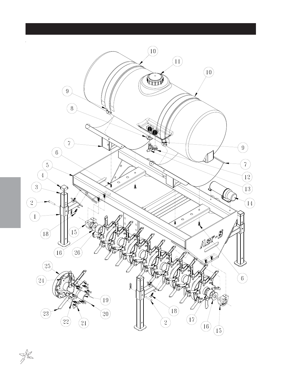 Aer-8 coring tines drawing | Smithco AER 8 Aerifier (sn 001-012) Operator Manual User Manual | Page 32 / 38