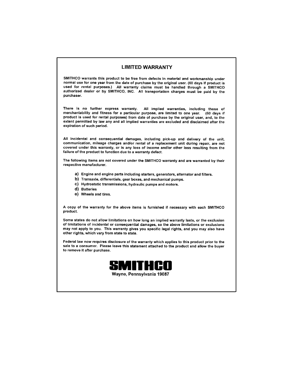 Smithco V-Star 94-201 (Sn V192) Parts & Service Manual User Manual | Page 17 / 18