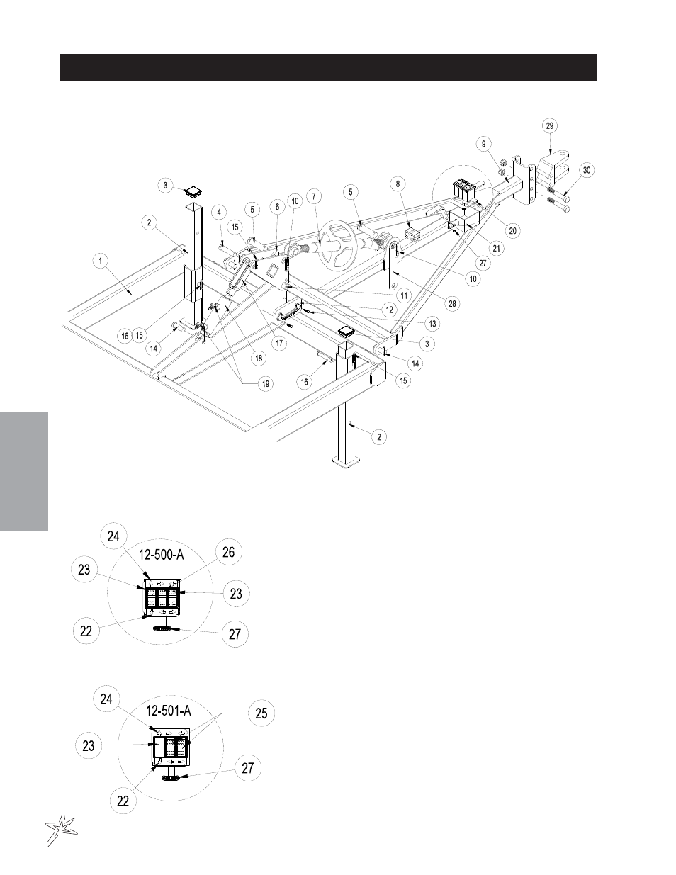 Drawbar drawing | Smithco FairWay Roller 12-501-A Parts & Service Manual User Manual | Page 20 / 30