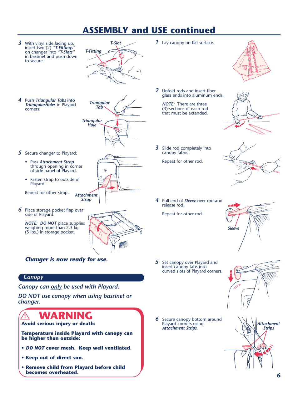 Warning, Assembly and use continued | Century PM-1646AA User Manual | Page 7 / 12