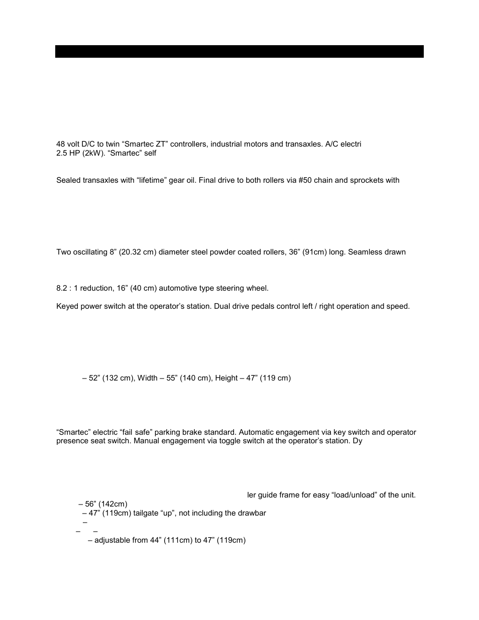 Tournament ac roller specifications | Smithco Tournament Roller 7530 Operator Manual User Manual | Page 6 / 33