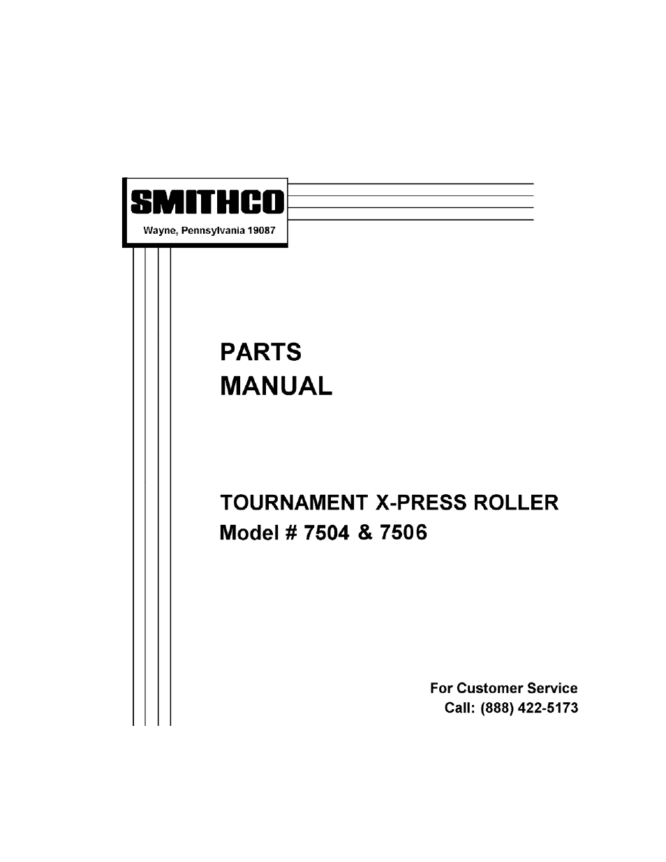 Smithco Tournament Express Roller 7504 Parts & Service Manual User Manual | 12 pages