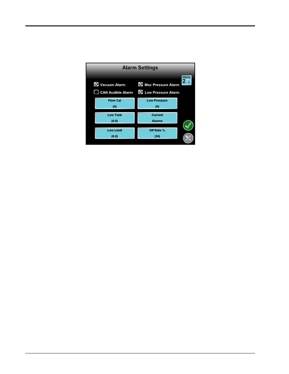 Alarm settings | Smithco Envizio Pro Installation & Operation Manual User Manual | Page 122 / 232
