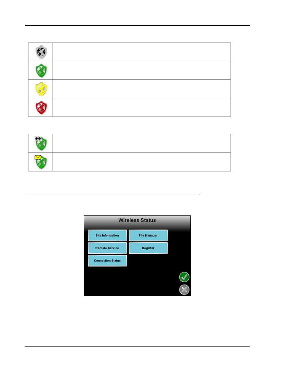 Wireless status screen, Site information | Smithco Envizio Pro Installation & Operation Manual User Manual | Page 206 / 232