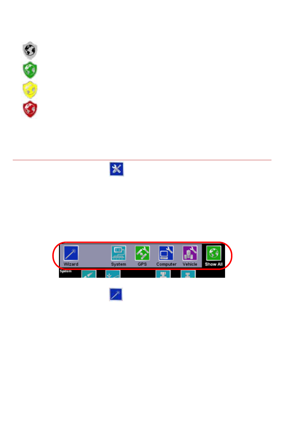 Wireless communications status, Tools menu, Quick access bar | Setup wizard menu | Smithco Envizio Pro Quick Reference Guide User Manual | Page 4 / 18