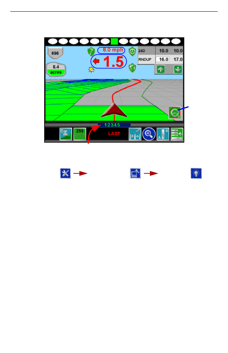 Guidance screen | Smithco Envizio Pro Quick Reference Guide User Manual | Page 9 / 18