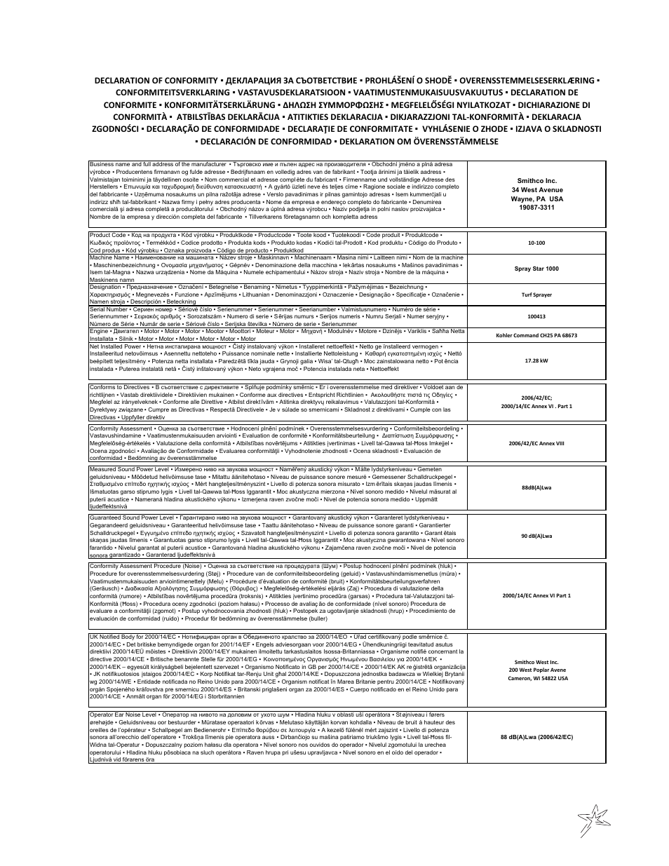 Smithco Spray Star 1010 Aug 2013 Operator Manual User Manual | Page 31 / 34