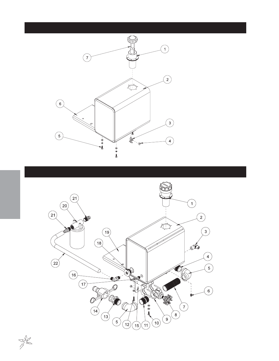 Fuel tank drawing oil tank & oil filter drawing | Smithco Spray Star 1000 (sn 100199 – 100223) Parts & Service Manual User Manual | Page 26 / 128