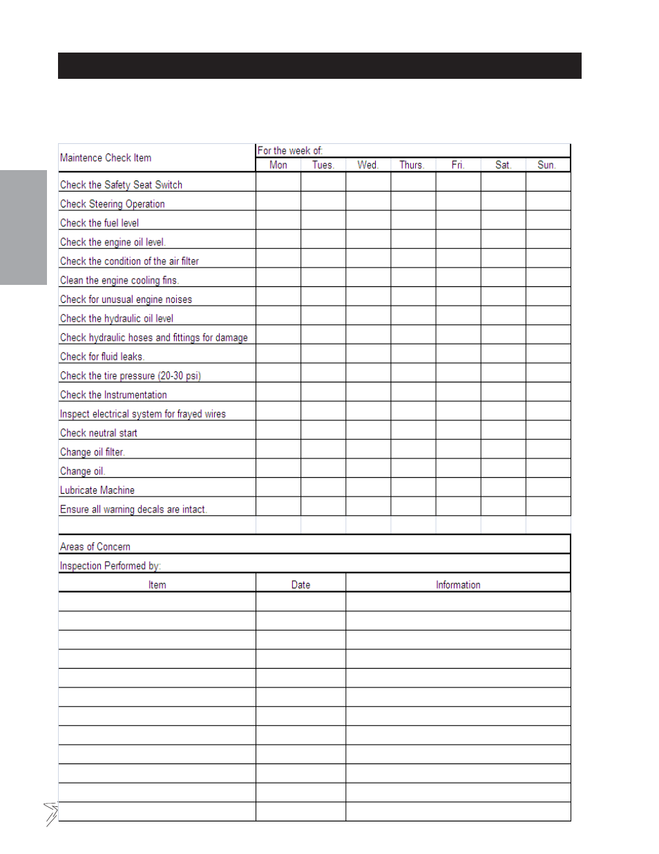 End user's service chart | Smithco Spray Star 1000 (sn 100489 – 100523) Parts & Service Manual User Manual | Page 10 / 114