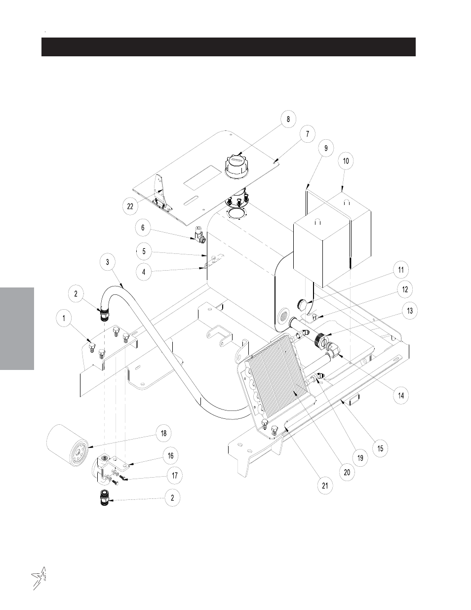 Oil tank -oil filter-oil cooler drawing | Smithco Spray Star 1000 (sn 100489 – 100523) Parts & Service Manual User Manual | Page 28 / 114