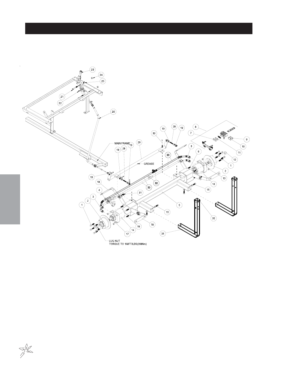 Park brake and rear axle drawing | Smithco Spray Star 1000 (sn 100489 – 100523) Parts & Service Manual User Manual | Page 34 / 114