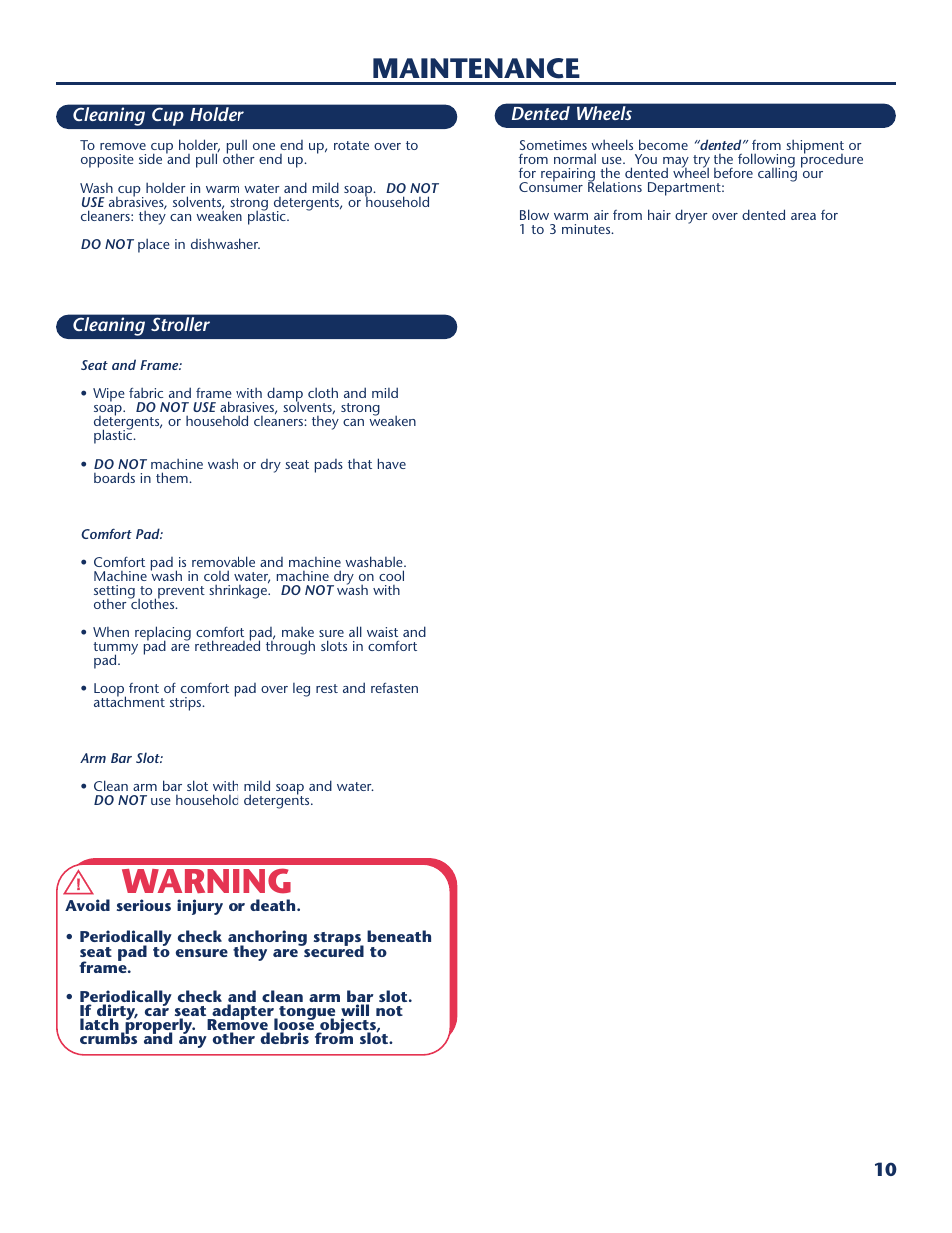 Warning, Maintenance | Century PM-1026AB User Manual | Page 11 / 40