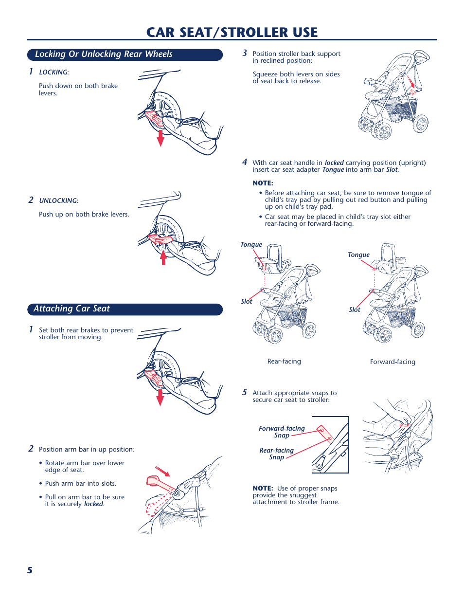 Car seat/stroller use | Century PM-1026AB User Manual | Page 6 / 40