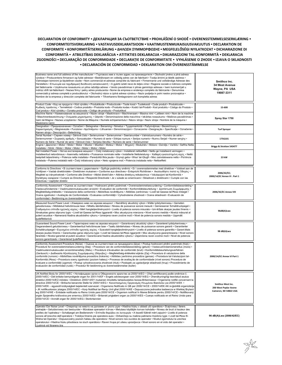 Smithco Spray Star 1754/1754D Operator Manual (2010) User Manual | Page 35 / 38