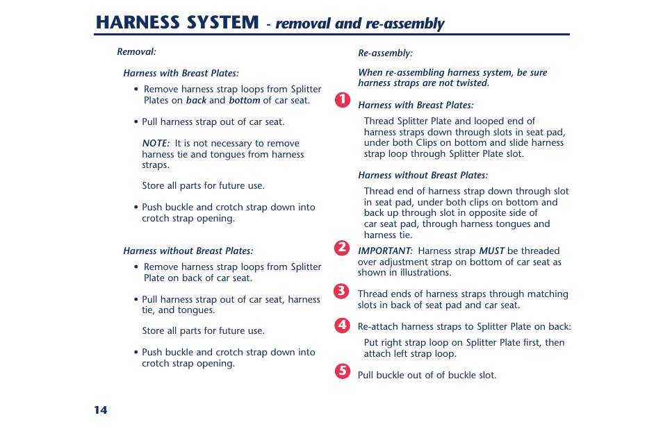 Harness system, Removal and re-assembly | Century PM-1378AB User Manual | Page 16 / 32