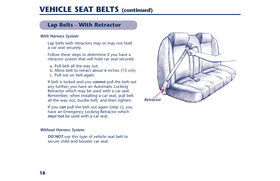 Vehicle seat belts | Century PM-1378AB User Manual | Page 20 / 32