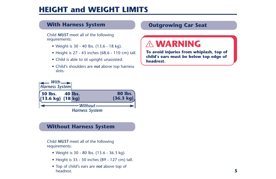 Warning, Height and weight limits | Century PM-1378AB User Manual | Page 7 / 32