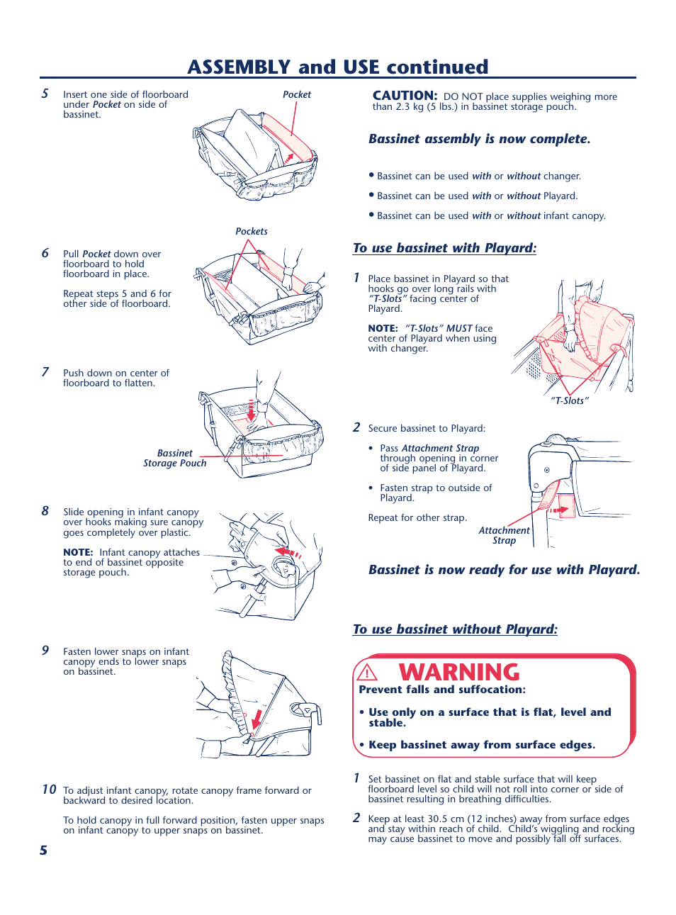 Warning, Assembly and use continued | Century PM-1647AA User Manual | Page 6 / 12