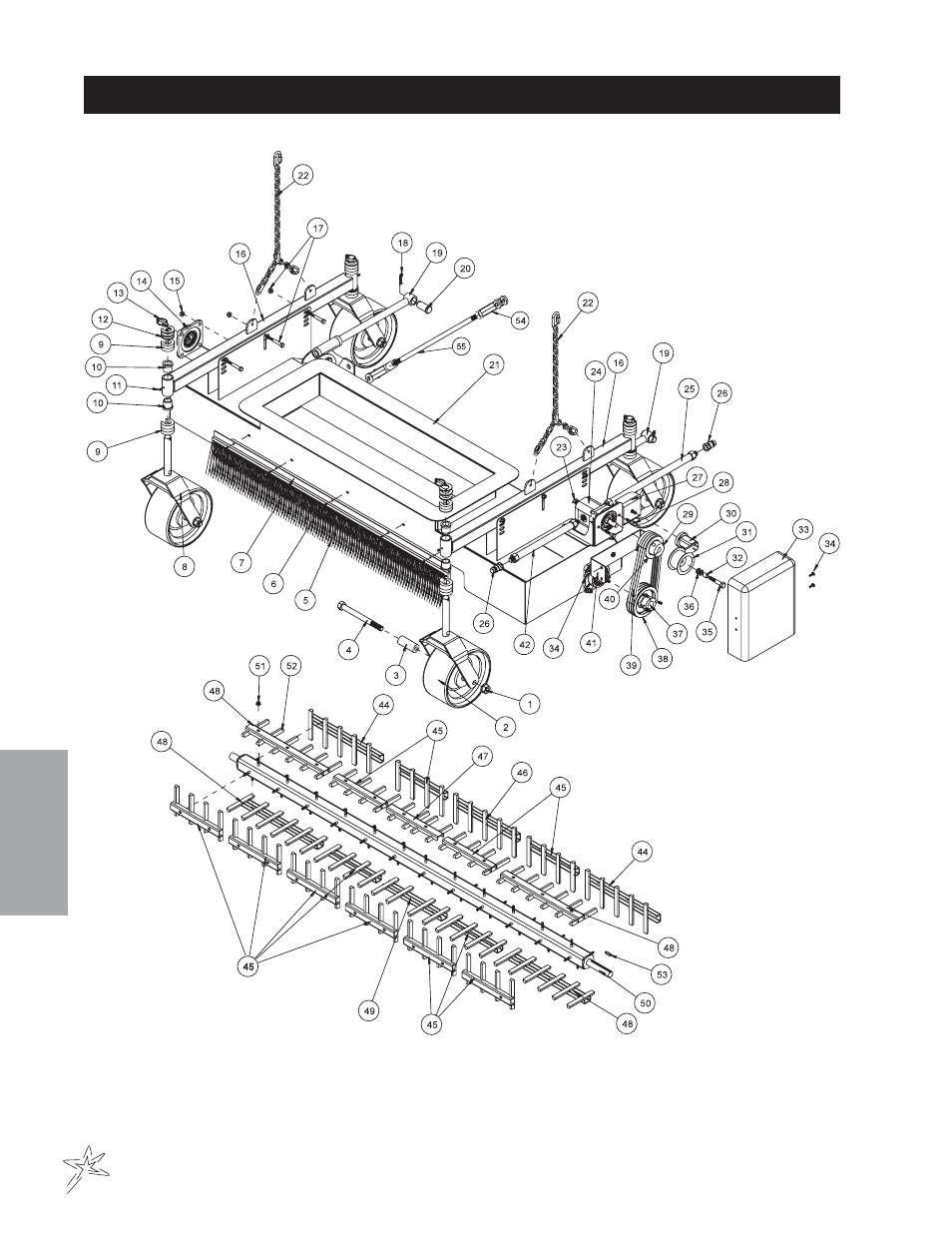 002 rubber finger sweeper head drawing | Smithco Big Vac V72E (sn 73001 – 73020) Parts & Service Manual User Manual | Page 36 / 56