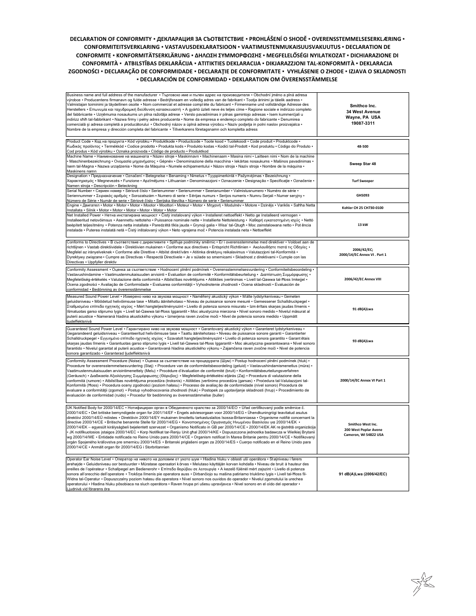 F-17 | Smithco Sweep Star 48H Operator Manual (2013) User Manual | Page 49 / 56