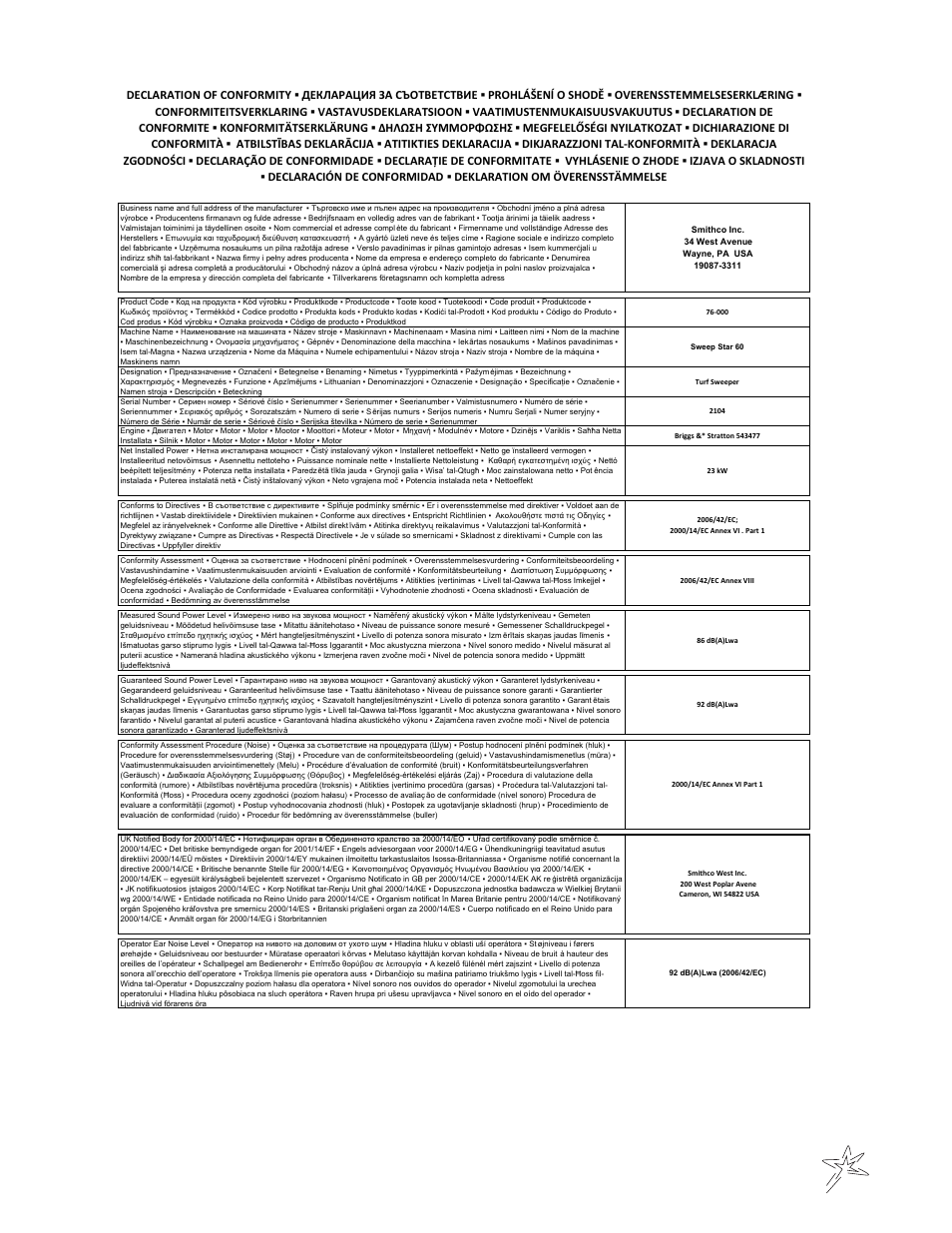 F-19 | Smithco Sweep Star 48H Operator Manual (2013) User Manual | Page 51 / 56