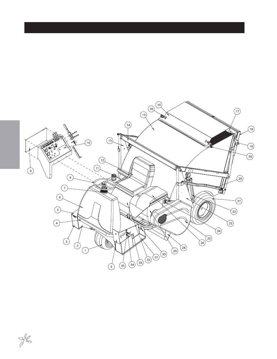 Body and frame drawing | Smithco Sweep Star 48 (sn 4975 – 4982) Parts & Service Manual User Manual | Page 20 / 80