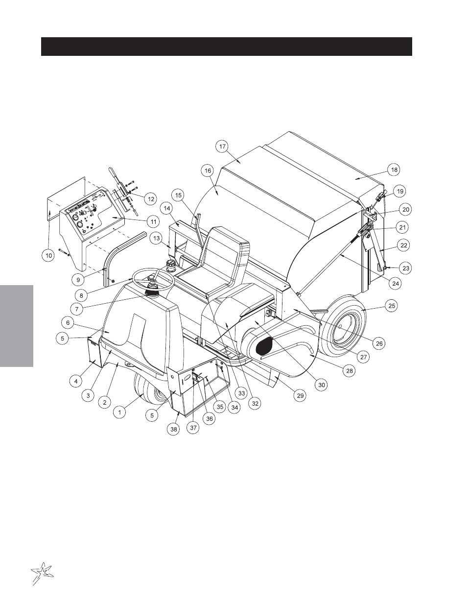 Body and frame diagram | Smithco Sweep Star 48 (sn 4975 – 4982) Parts & Service Manual User Manual | Page 22 / 80