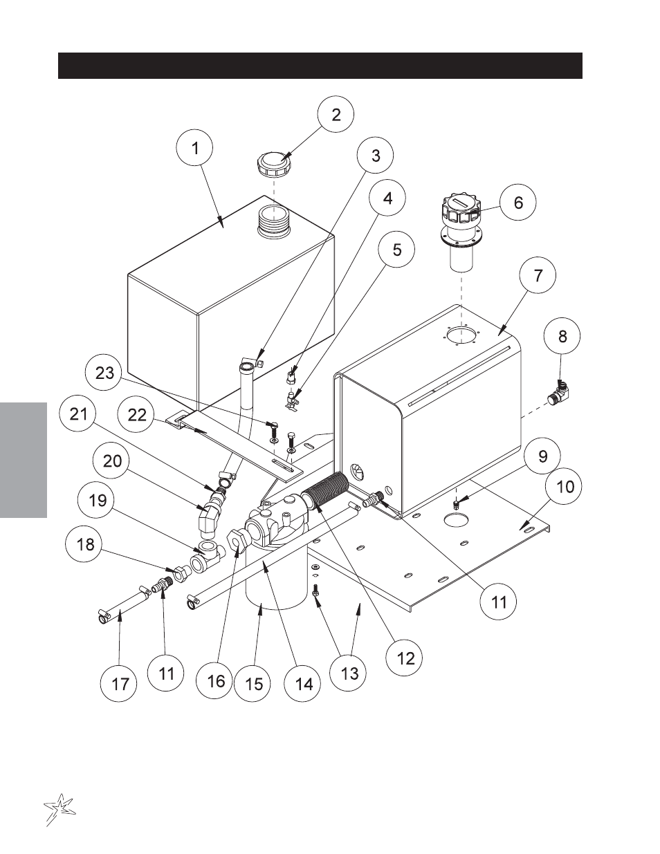 Fuel and oil tank drawing | Smithco Sweep Star 48 (sn 4975 – 4982) Parts & Service Manual User Manual | Page 40 / 80