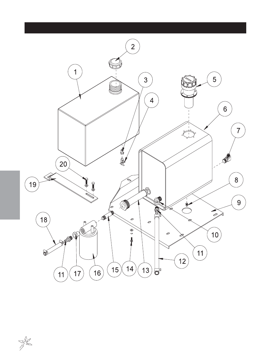 Fuel and oil tank drawing | Smithco Sweep Star 48 (sn 4975 – 4982) Parts & Service Manual User Manual | Page 42 / 80