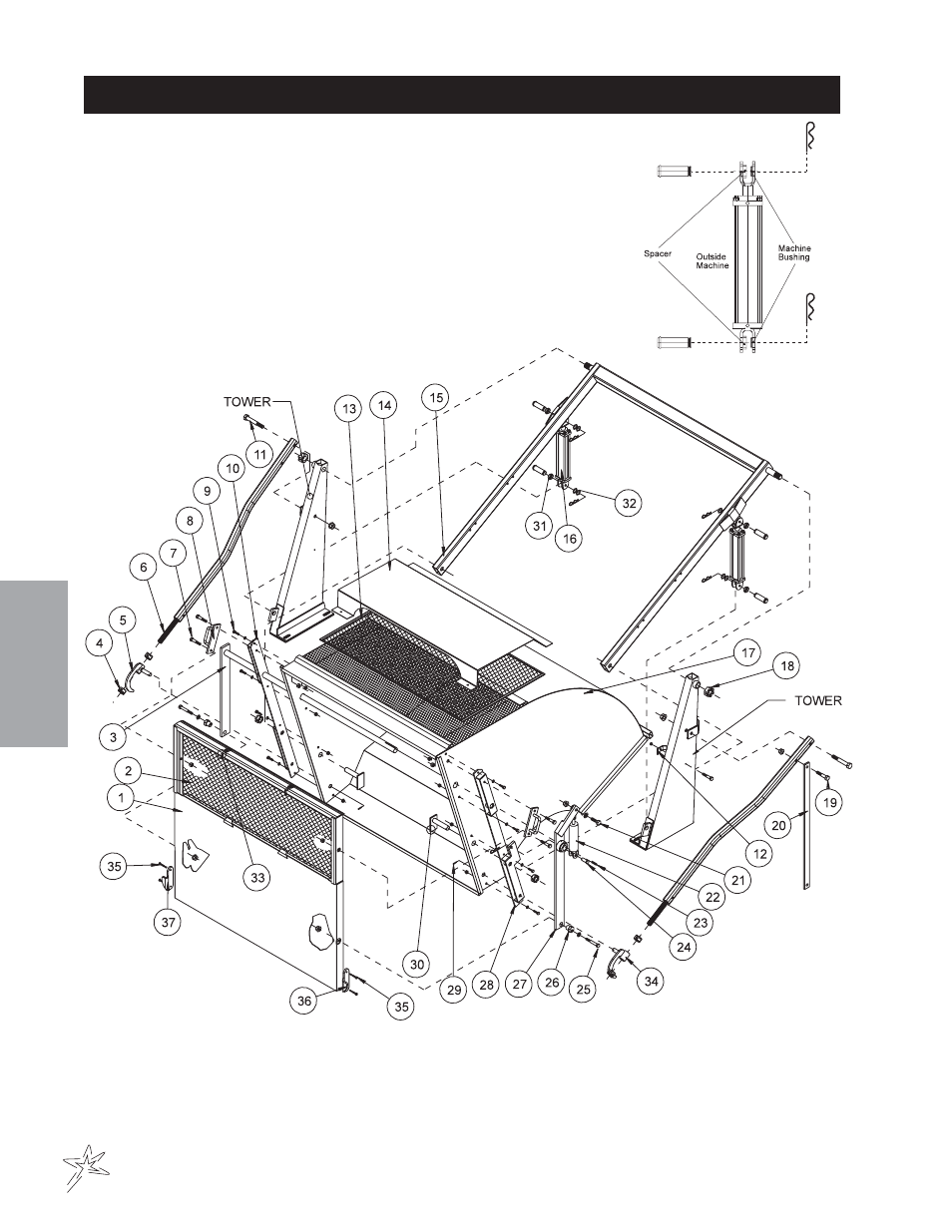 Hopper and tailgate drawing | Smithco Sweep Star 48 (sn 4975 – 4982) Parts & Service Manual User Manual | Page 64 / 80