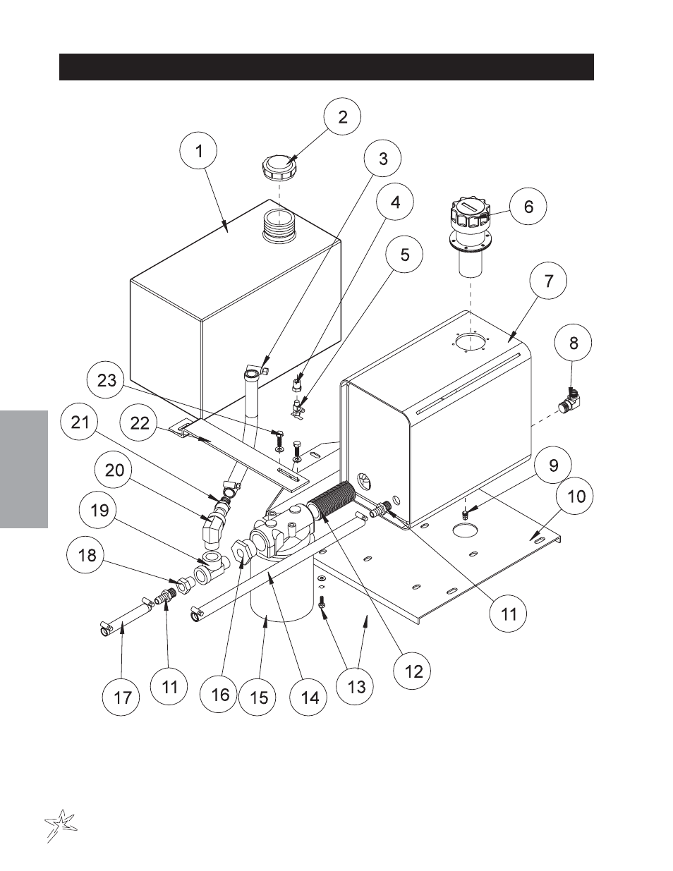 Fuel and oil tank drawing | Smithco Sweep Star 48 (sn 5019 – 5059) Parts & Service Manual User Manual | Page 30 / 58