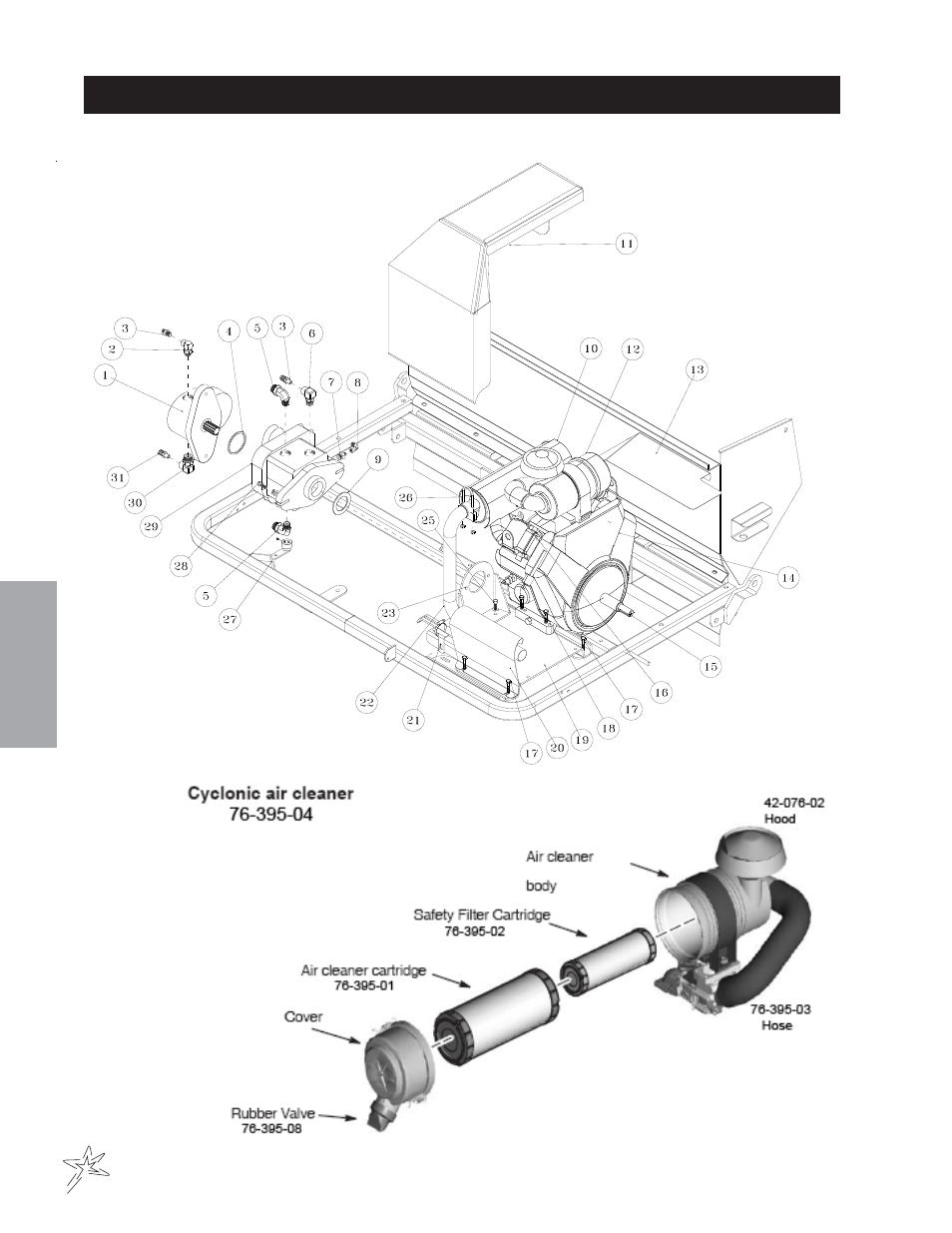 Gas engine and exhaust drawing | Smithco Sweep Star 60 (sn 2242 – 2296) Parts & Service Manual User Manual | Page 42 / 78